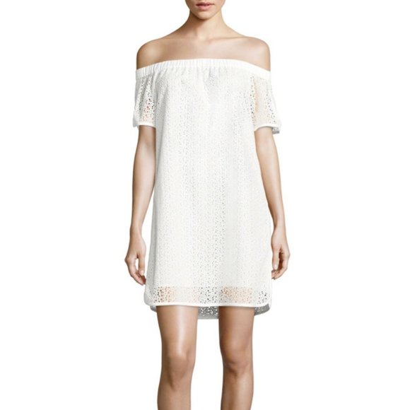 Rag & Bone Flavia Eyelet Off The Shoulder Dress White Size 2XS